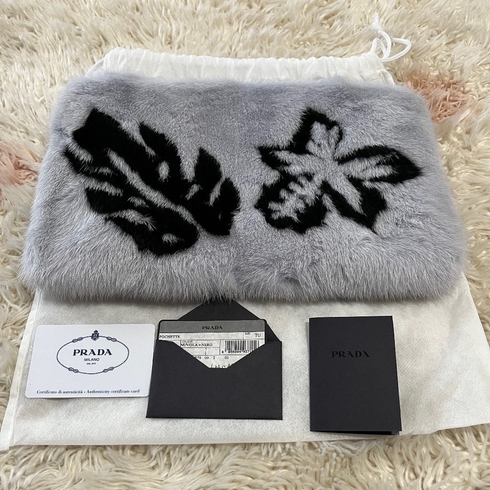 New Authentic Prada Fur Pochette